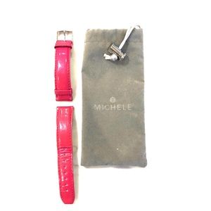 MICHELE pink leather watch band